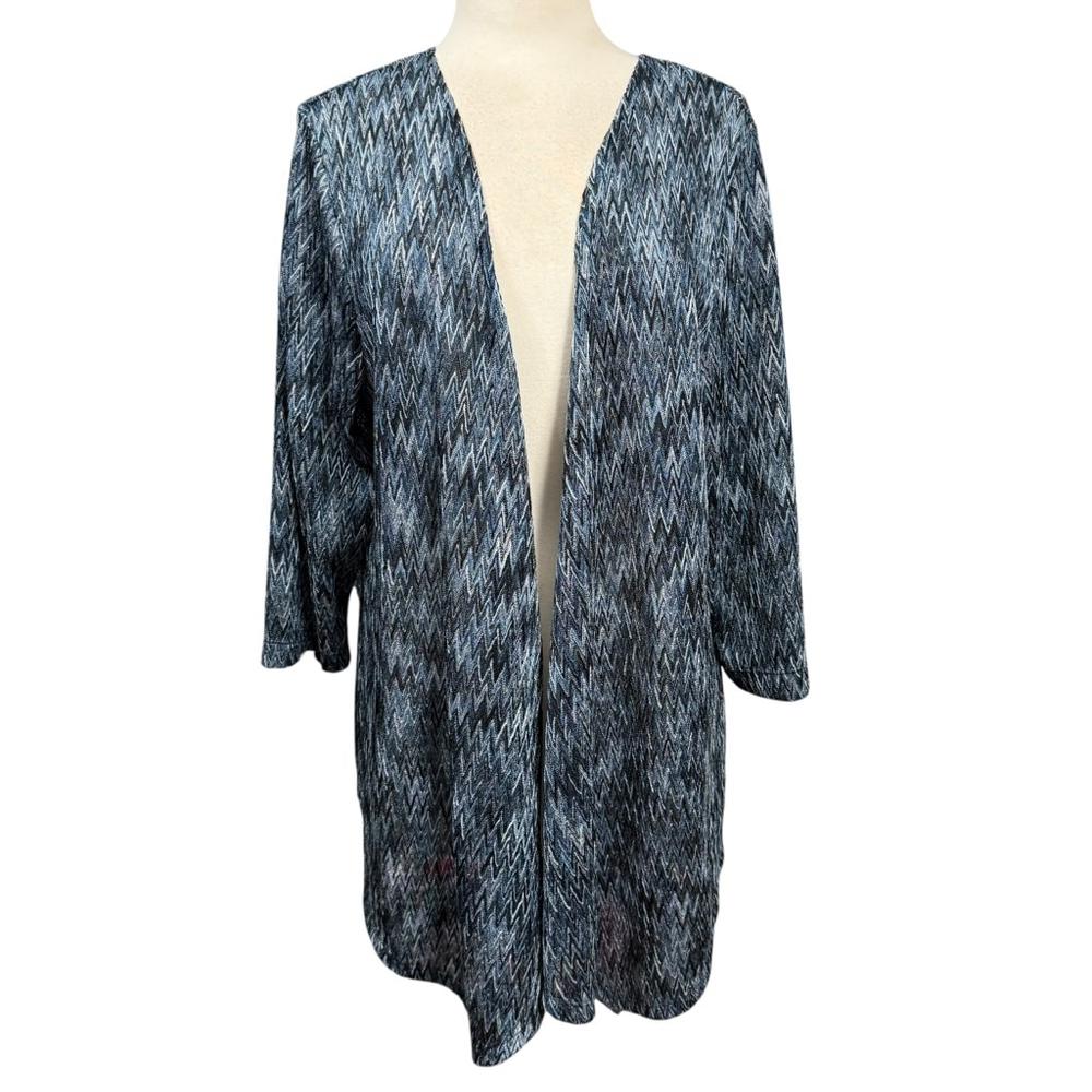 Women's Travelers Collection by Chico's Cardigan Size XL Blue Black